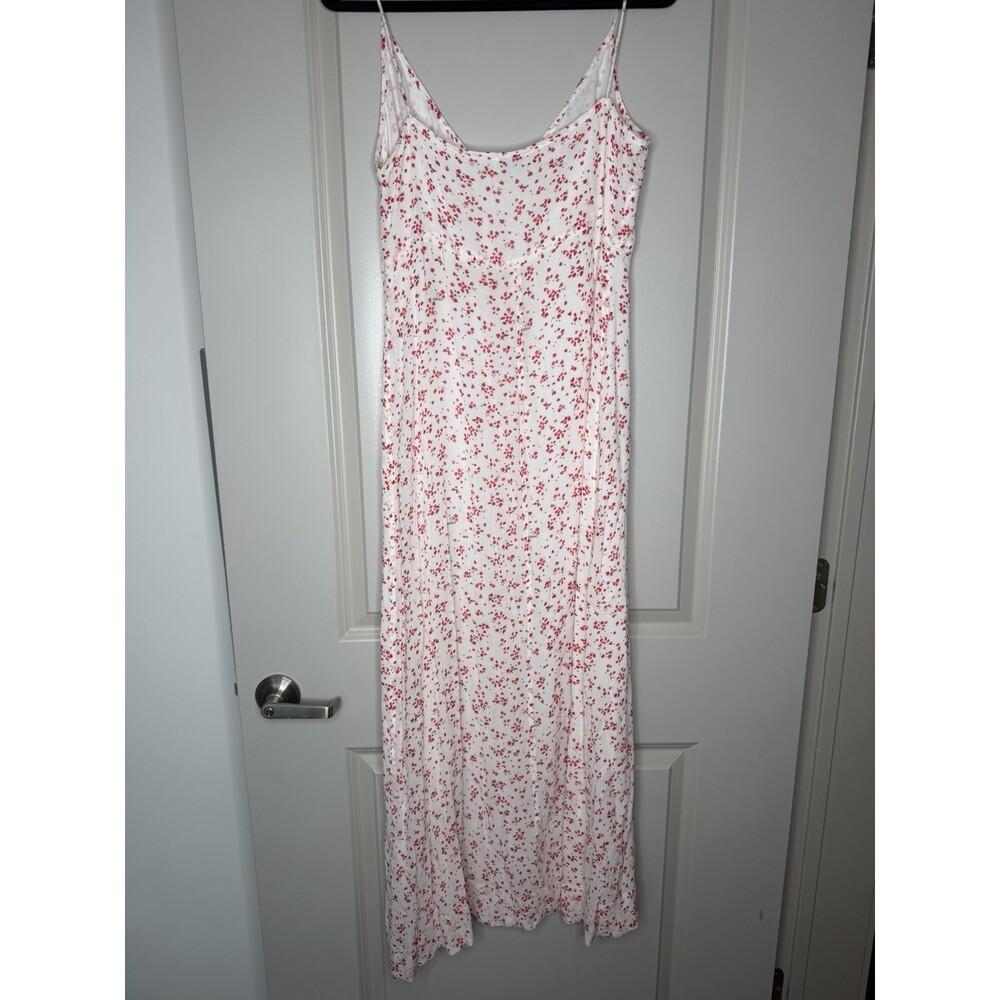 GANNI NWT Printed Georgette Maxi Dress 'Egret' Red Floral Size 42 US Large - Picture 8 of 13